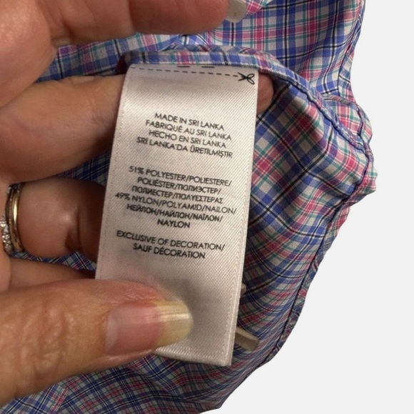 Ralph Lauren Shirt Men's XL Classic Fit Button Performance Blue Pink Check Nylon - Picture 6 of 6
